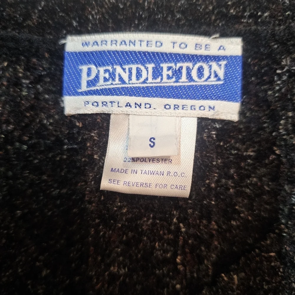 Pendleton Vintage Ribbed Chenille Sweater Black Brown Mix Size S